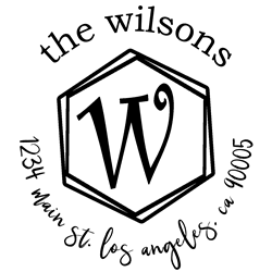 Hexagon Letter W Monogram Stamp Sample